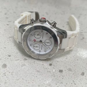 Michele White and Silver Women's Watch